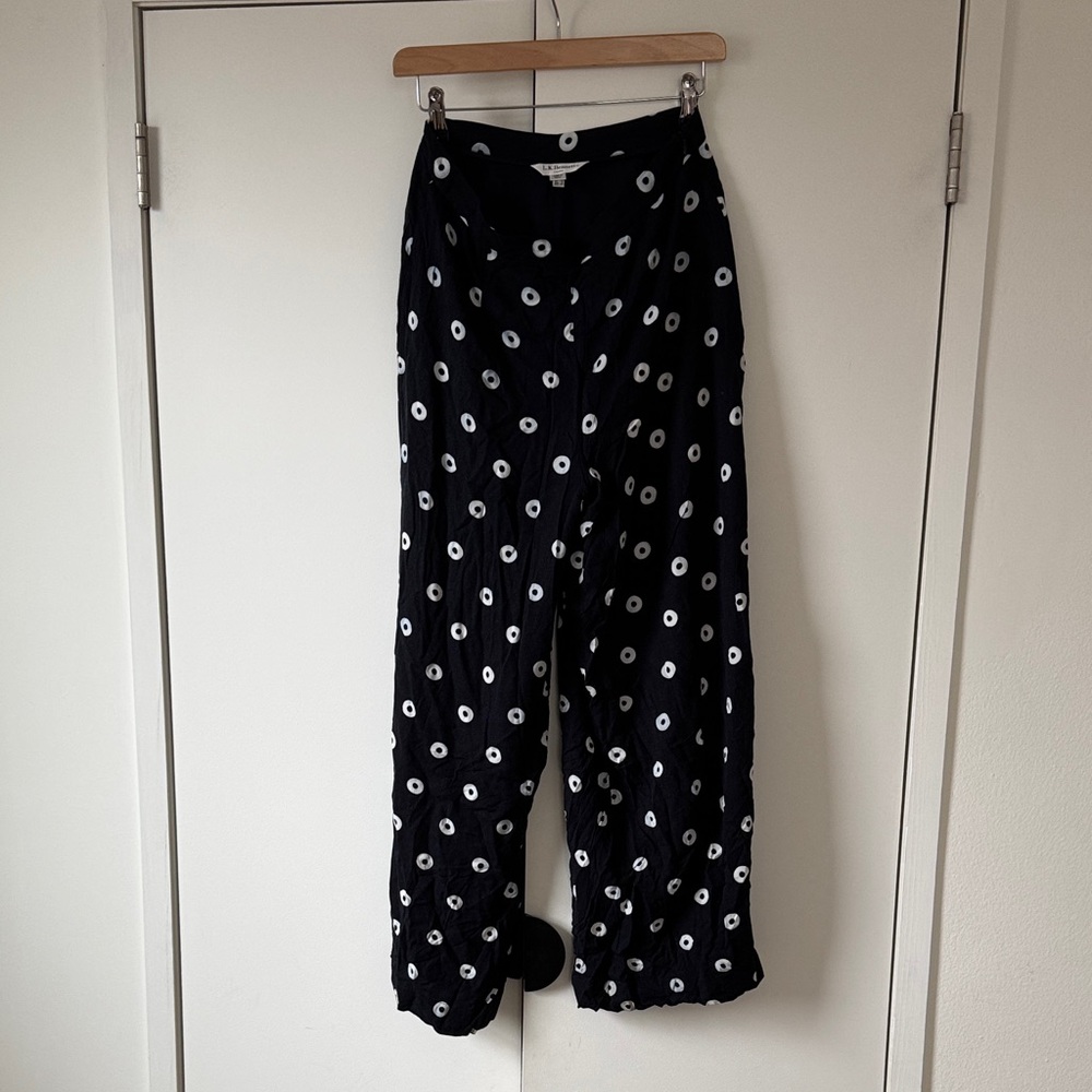 LK Bennett Navy & White Printed Wide-Leg Pants